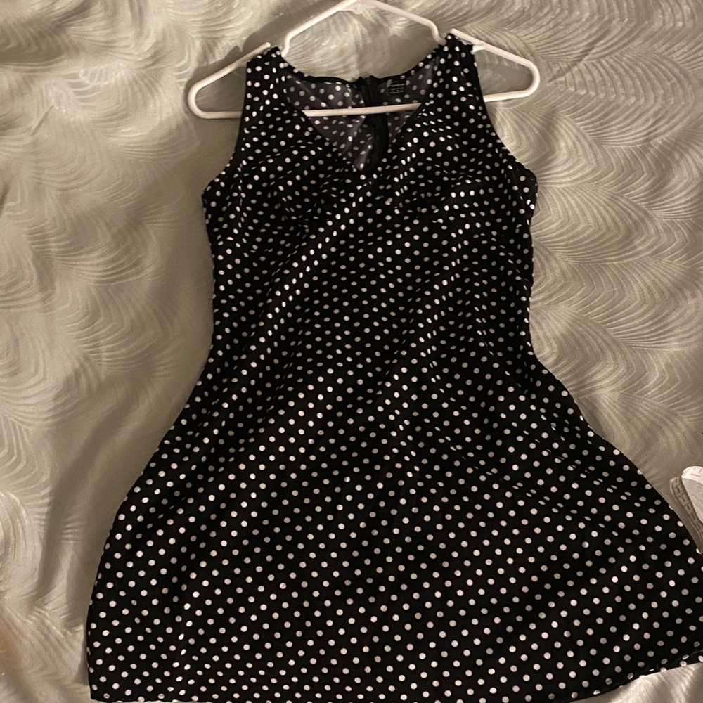 Black and white Polka Dot Dress V-neckline